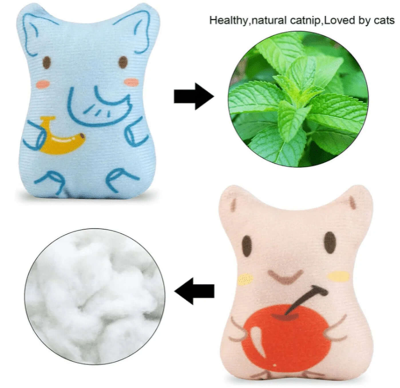 Catnip Toys for Cats - 5 Pack Plush Chew Toys for Kittens featuring healthy catnip, perfect pet supplies for your kittens.