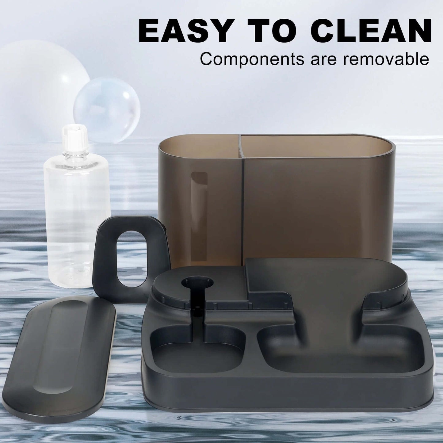 2 in 1 Automatic Cat Food Water Dispenser Pet Self Feeder Dry Food Bowl and Watering Supplies Dispenser for Indoor Small Medium Dog Puppy Kitten, Black