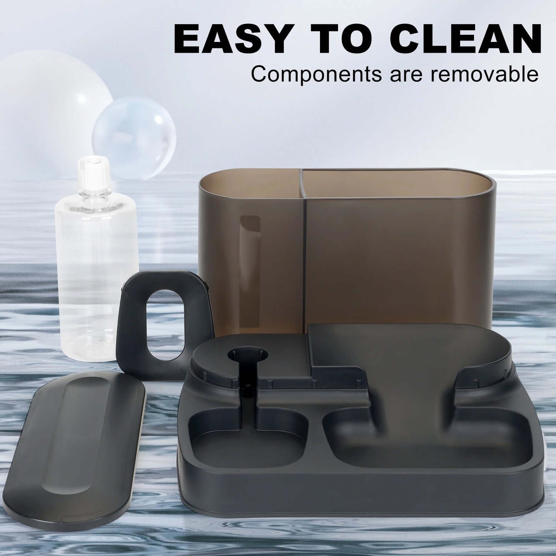 2 in 1 Automatic Cat Food Water Dispenser Pet Self Feeder Dry Food Bowl and Watering Supplies Dispenser for Indoor Small Medium Dog Puppy Kitten, Black