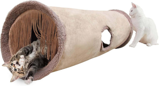 Collapsible Cat Tunnel Pet Play Tube Crinkle Tunnel with Cat Toys，Length 35" Diameter 9.7"