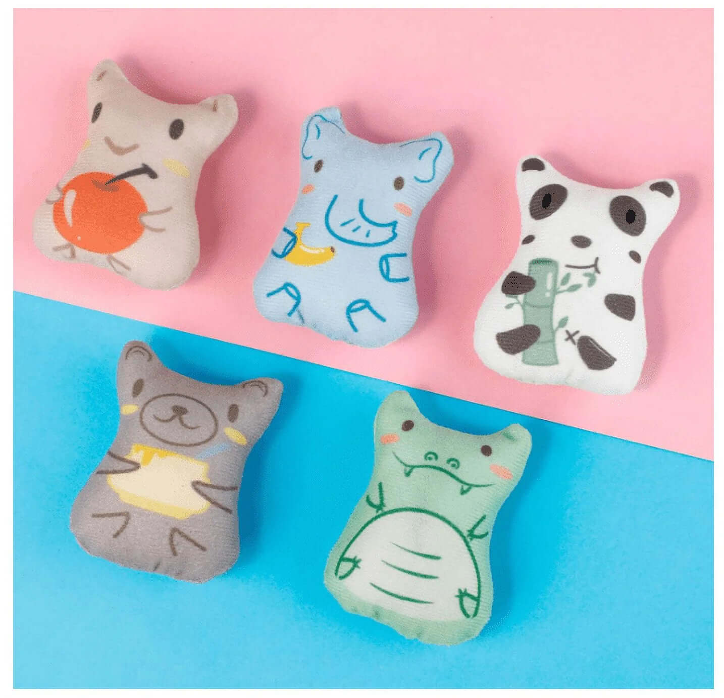 Catnip Toys for Cats - 5 Pack Plush Chew Toys for Kittens in fun animal shapes, perfect for pet supplies and pet care essentials.