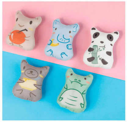 Catnip Toys for Cats - 5 Pack Plush Chew Toys for Kittens in fun animal shapes, perfect for pet supplies and pet care essentials.