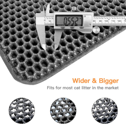 Cat Litter Mat - 30"X24" Honeycomb Double Layer, Urine Waterproof, and Easy to Clean