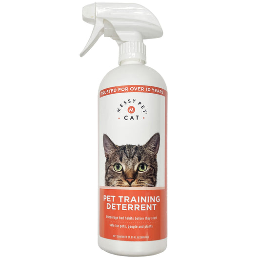Messy Pet Training Deterrent Spray Helps Stop Scratching, Other Bad Cat Behaviors: Peeing, Marking - 27 Oz