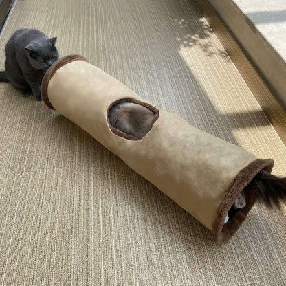 Collapsible Cat Tunnel Pet Play Tube Crinkle Tunnel with Cat Toys，Length 35" Diameter 9.7"