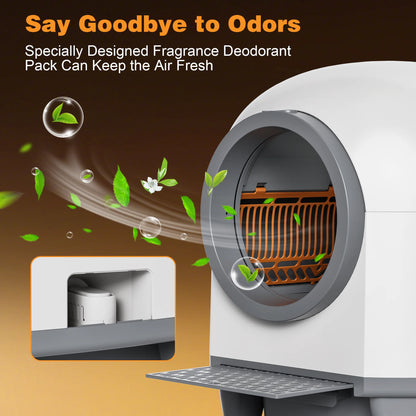 Self Cleaning Cat Litter Box with Mat,Automatic Cat Litter Box for Multiple Cats with Safety Protection and App Control,A Complimentary Garbage Bag