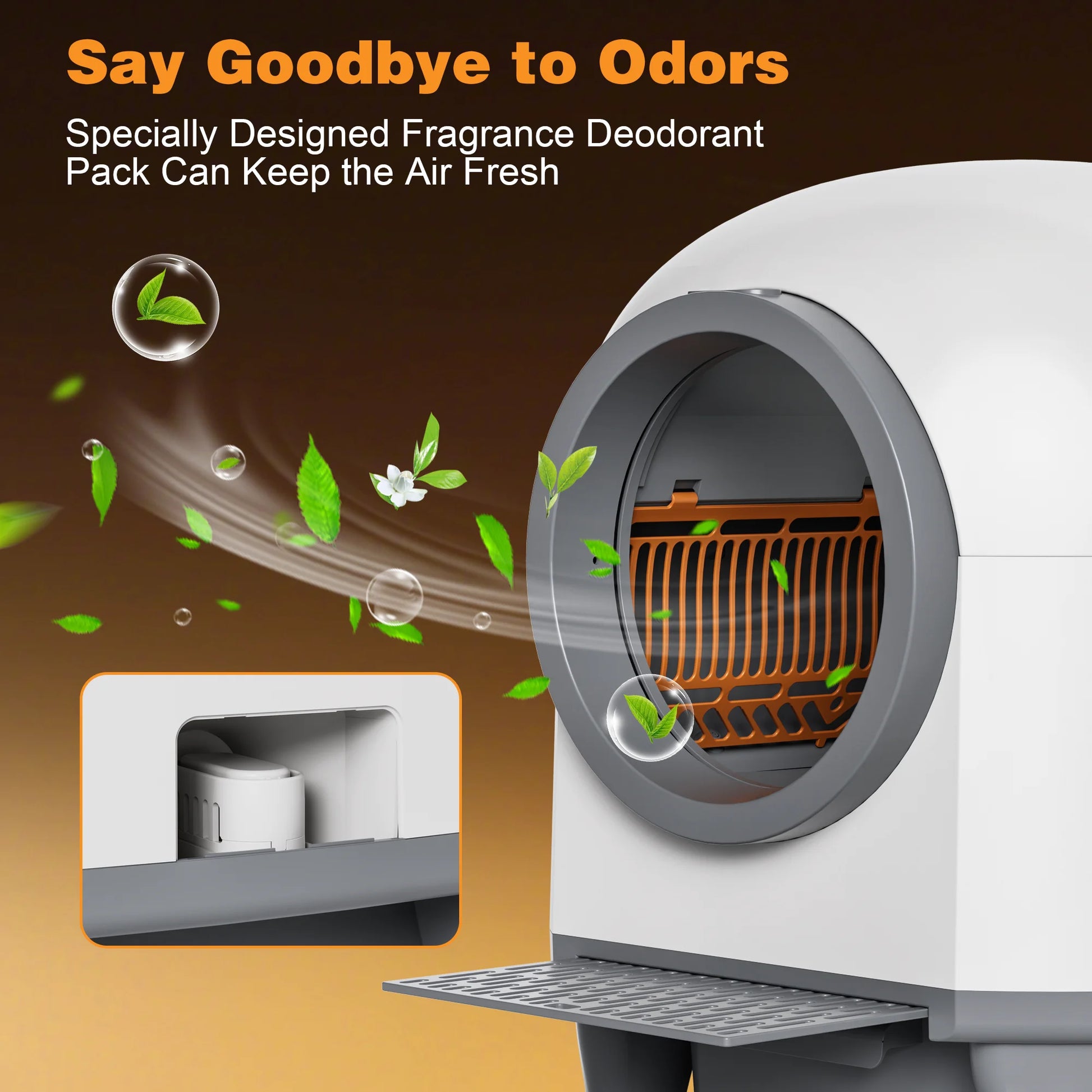 Self-Cleaning Cat Litter Box with Mat – Automatic Litter Box for Multiple Cats, Featuring Safety Protection and App Control, Includes a Complimentary Garbage Bag, Brown