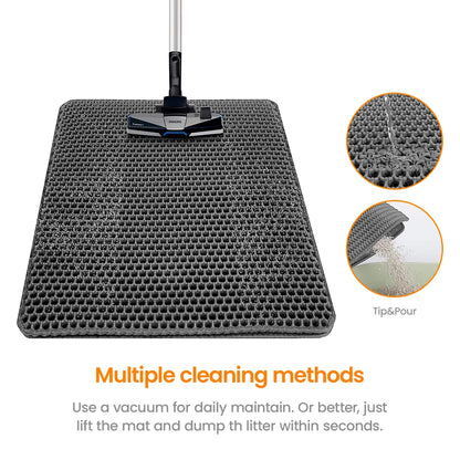 Cat Litter Mat - 30"X24" Honeycomb Double Layer, Urine Waterproof, and Easy to Clean