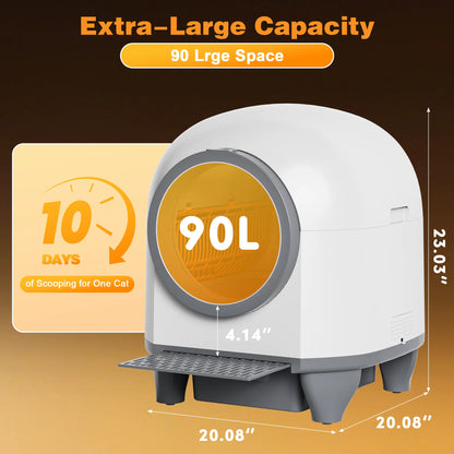 Self Cleaning Cat Litter Box with Mat,Automatic Cat Litter Box for Multiple Cats with Safety Protection and App Control,A Complimentary Garbage Bag