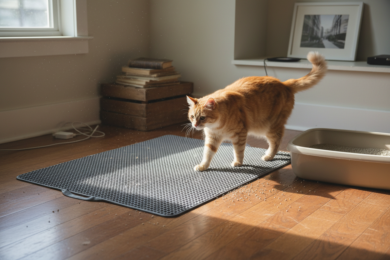 Realistic cat litter mat photo